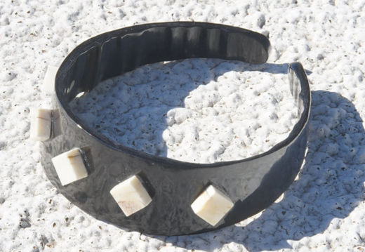 American Bison Horn Ponytail bangle 3inch 1 tall with bone accents